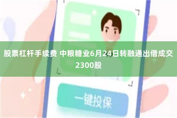 股票杠杆手续费 中粮糖业6月24日转融通出借成交2300股