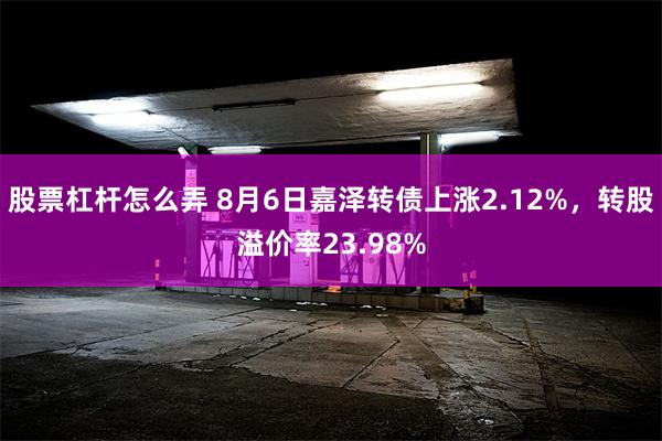 股票杠杆怎么弄 8月6日嘉泽转债上涨2.12%，转股溢价率23.98%