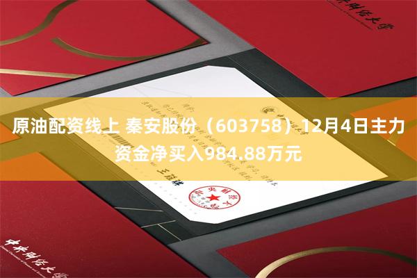 原油配资线上 秦安股份（603758）12月4日主力资金净买入984.88万元