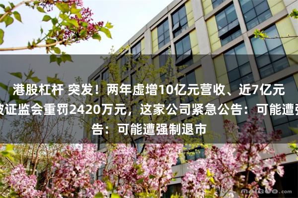 港股杠杆 突发！两年虚增10亿元营收、近7亿元利润！被证监会重罚2420万元，这家公司紧急公告：可能遭强制退市