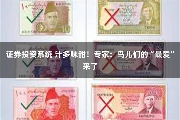 证券投资系统 汁多味甜！专家：鸟儿们的“最爱”来了